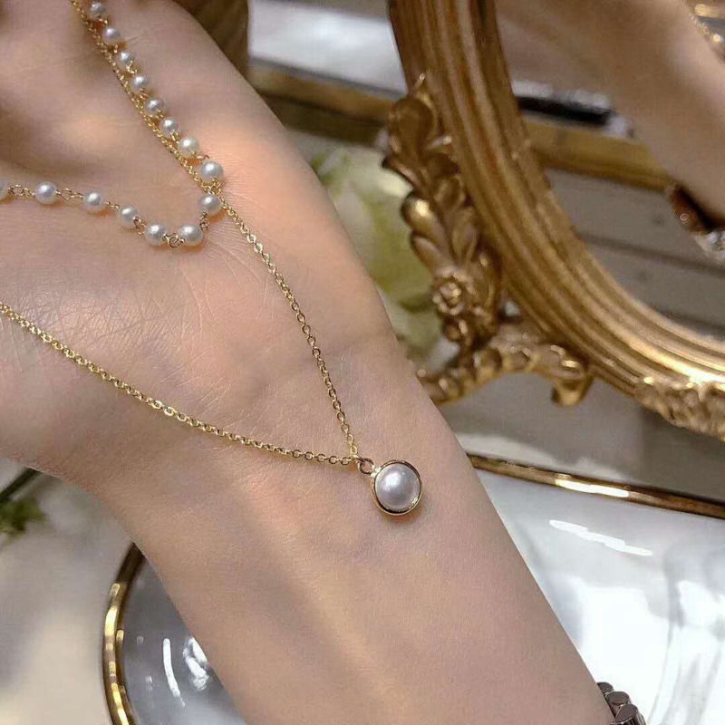 Kalung Elvina Pearl 2 Layer Neclace Kalung  Mutiara Rumbai Senior Tanpa Kalung Wanita Kalung Elvina Pearl 2 Layer Neclace