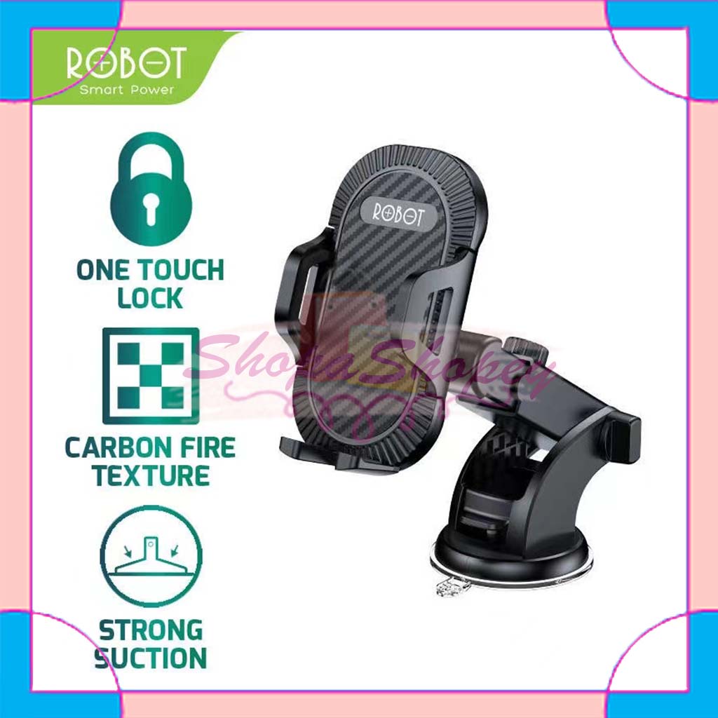 ROBOT CH12 Holder HP Mobil Dashboard Automatic Lock 360 Rotateable  -  Garansi 1 Tahun