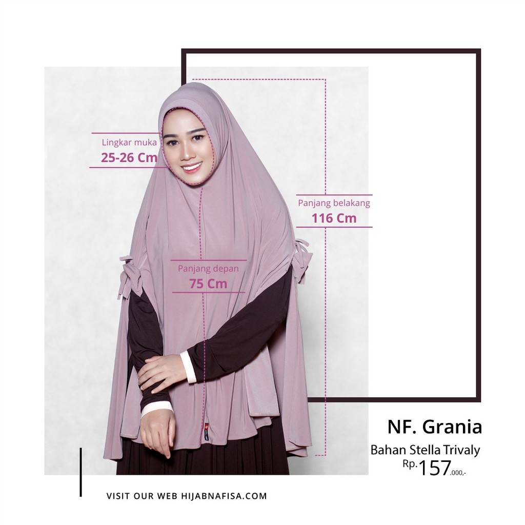 Hijab Khimar Nafisa Grania Jilbab Syari Polos Kerudung Pet Kecil Bergo Premium