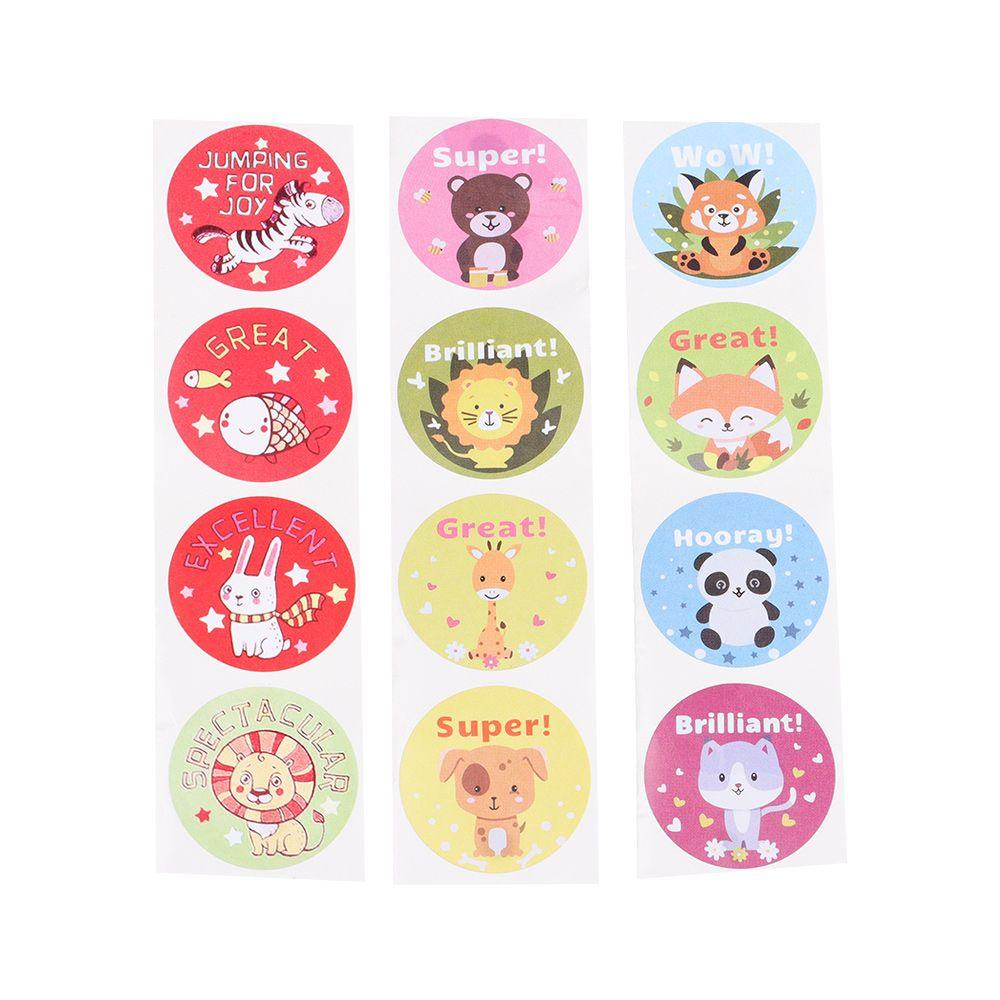 Suyo 500pcs / roll Stiker Label Motif Kartun Hewan Lucu Untuk Hadiah Anak