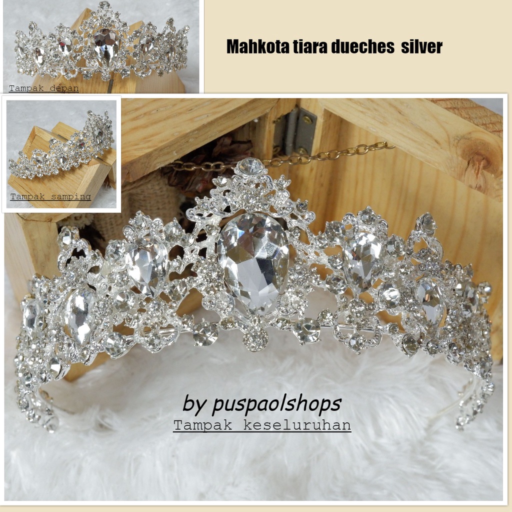 mahkota tiara dueches rhine stone silver