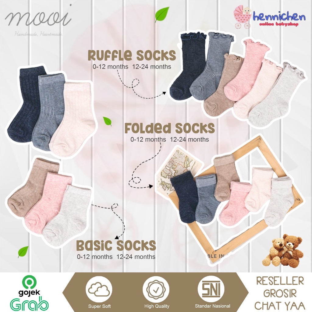 PROMO 7.7 PROMO LEBARAN MURAH Mooi Socks Ruffle 0-2 Year Mooi Folded Socks 0-2Y Mooi Basic Socks 0-2 Year Kaos kaki anak Kaos kaki bayi 0-2 tahun