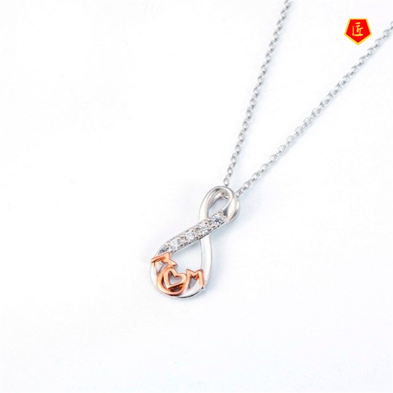 [Ready Stock]Love Mom Color Separation Pendant Mother's Day Gift Necklace Fashion Temperament