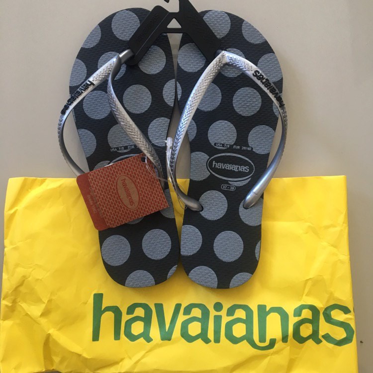 TERMURAH Havaianas Slim Retro Flip Flop Sandal Wanita Hitam Original