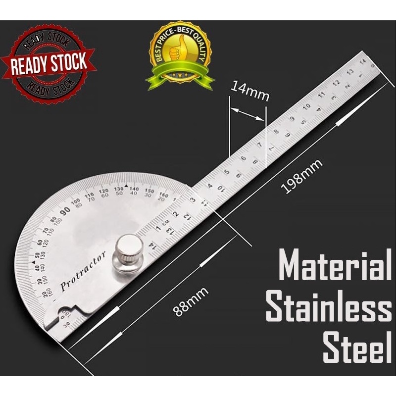 

Penggaris Stainless Busur Derajat Combi / Protractor Alat Ukur Sudut