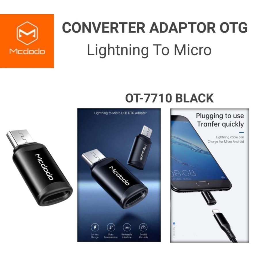 MCDODO OT-7710 CONVERTER ADAPTOR OTG LIGHTNING TO MICRO USB FAST CHARGING 3A