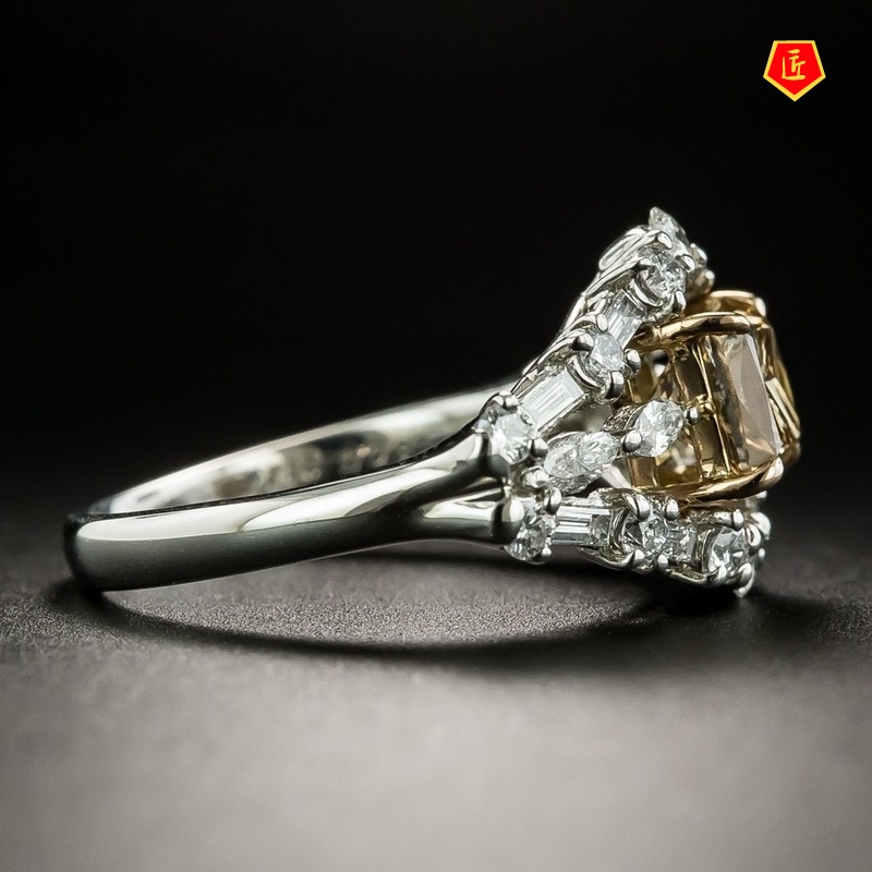 [Ready Stock]Fashion Elegant Inlaid Square Diamond Ring