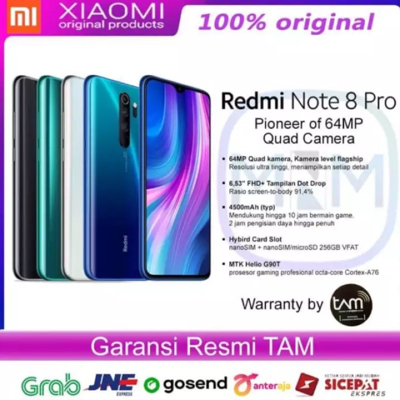 Redmi note 8 Pro 6/64GB RESMI TAM FULLSET SECOND ORIGINAL