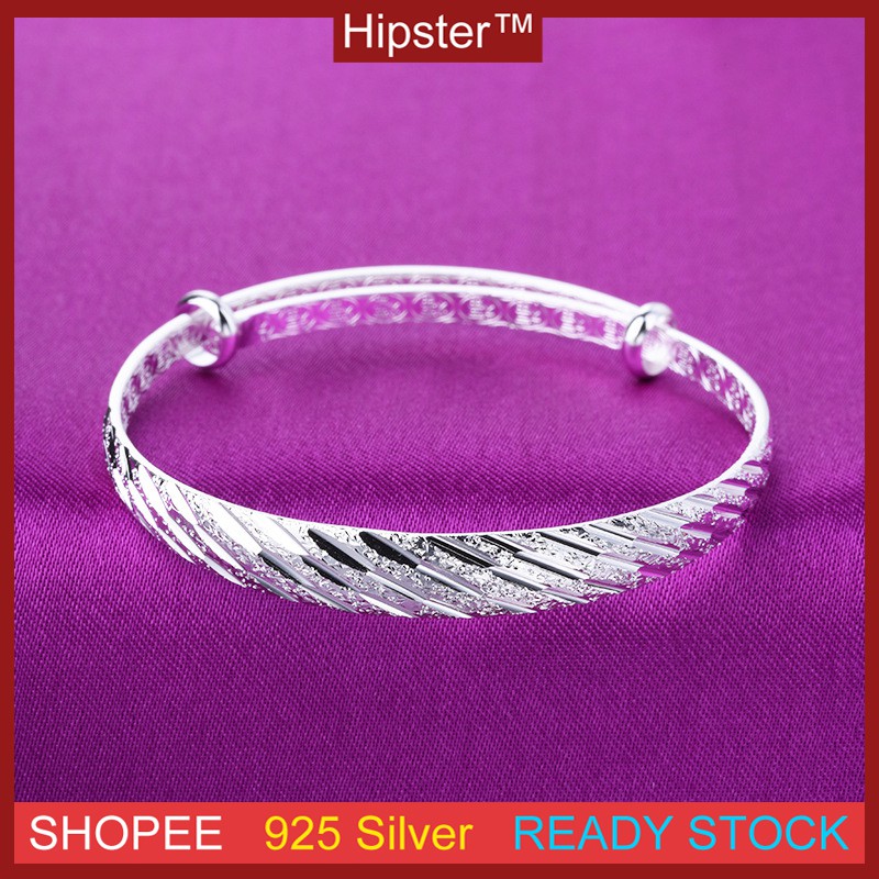 Fashion Aksesoris S925 Sterling Silver Gelang Adjustable Desain Tren Kepribadian Sederhana