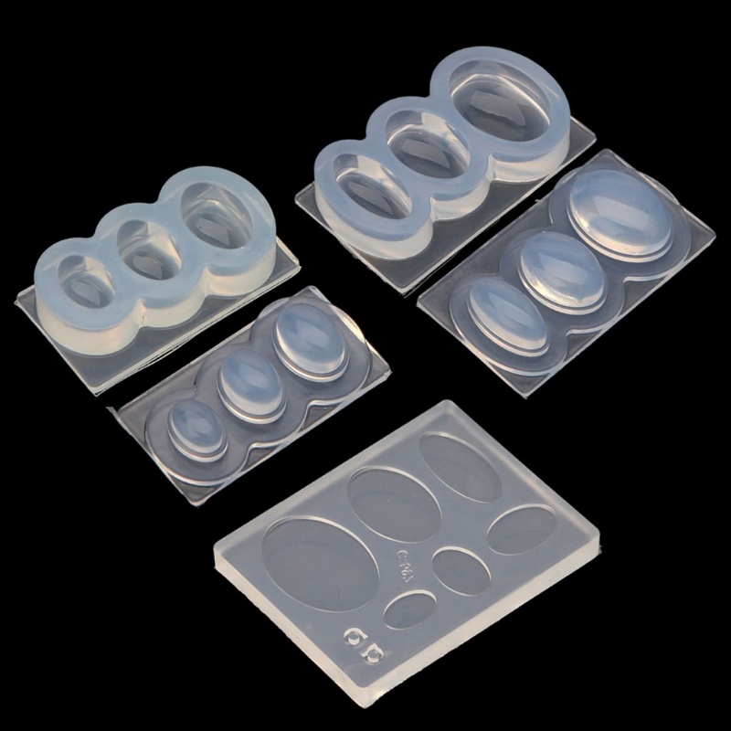 SIY  3Pcs Resin Geometric Oval Pendant Molds Hollow Quicksand Ellipse Mold 3D Hollow Oval Ellipse Molds Jewelry Making Tools