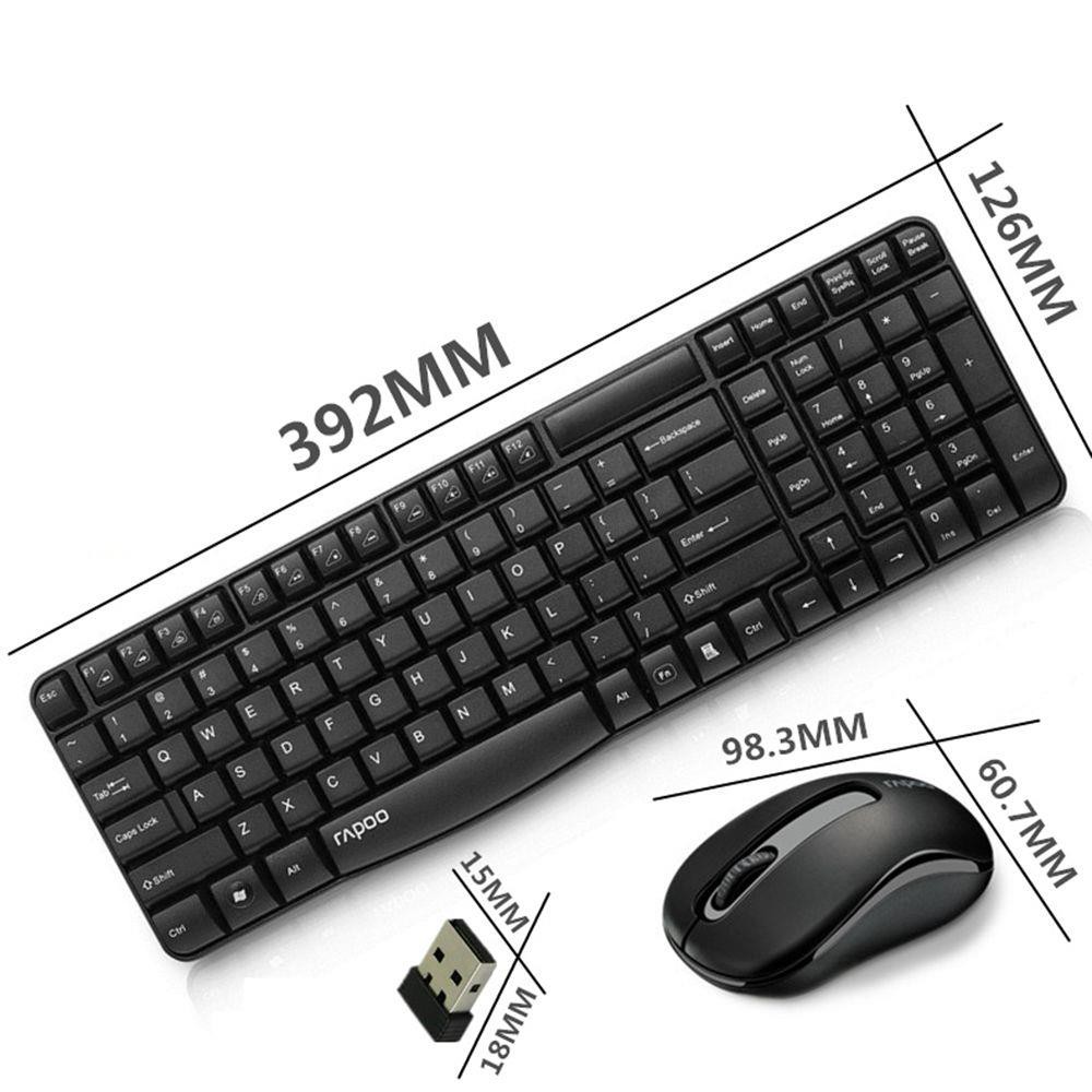 Rapoo X1800S 2.4GHz Wireless Keyboard Mouse Combo Optical Slim Spill-resistant