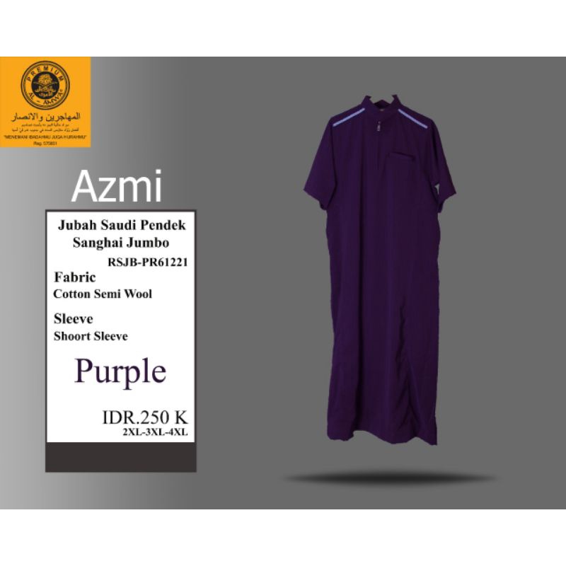 Jubah jumbo Al Amwa lengan pendek kerah Shanghai-Busana Muslim Jubah Pria Dewasa size besar cotton C