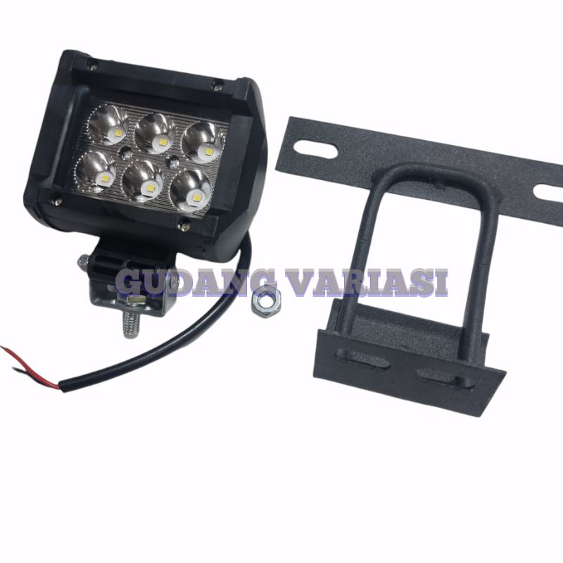 PAKET BREKET LAMPU RX KING + BREKET PLAT NOMOR RX KING + LAMPU TEMBAK CWL 6 LED KOTAK