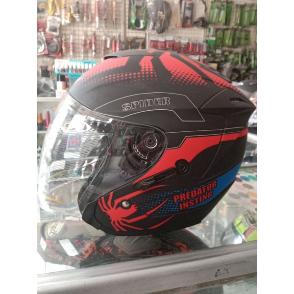 HELM G2 OPTIMAX MOTIF SPIDERMAN BLACK/RED/BLUE DOFF/HALF FACE