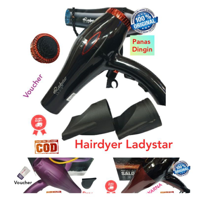 Hair dryer Ladystar Alat pengering Rambut Murah Bagus angin Panas dan Hairdrayer Dingin Original