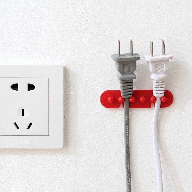 2pcs Klip Holder Kabel USB Dengan Perekat Warna Acak Untuk Meja