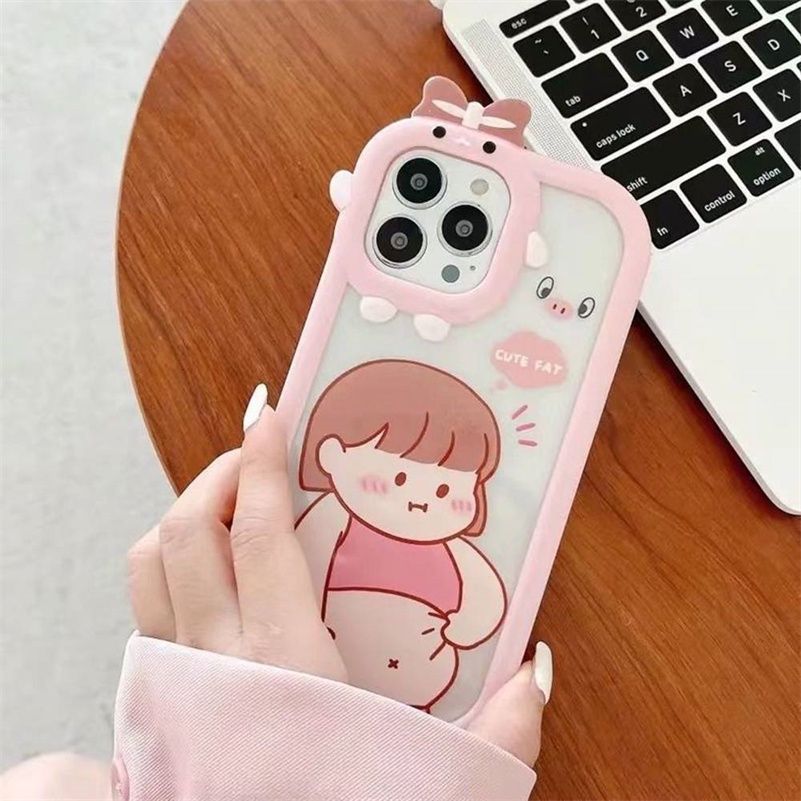 Case Pelindung Lensa Transparan Shockproof Motif Kartun Monster Kecil Untuk iPhone 14 13 12 11 Pro Max X Xr Xs Max 7 8 6 6s Plus SE 2020