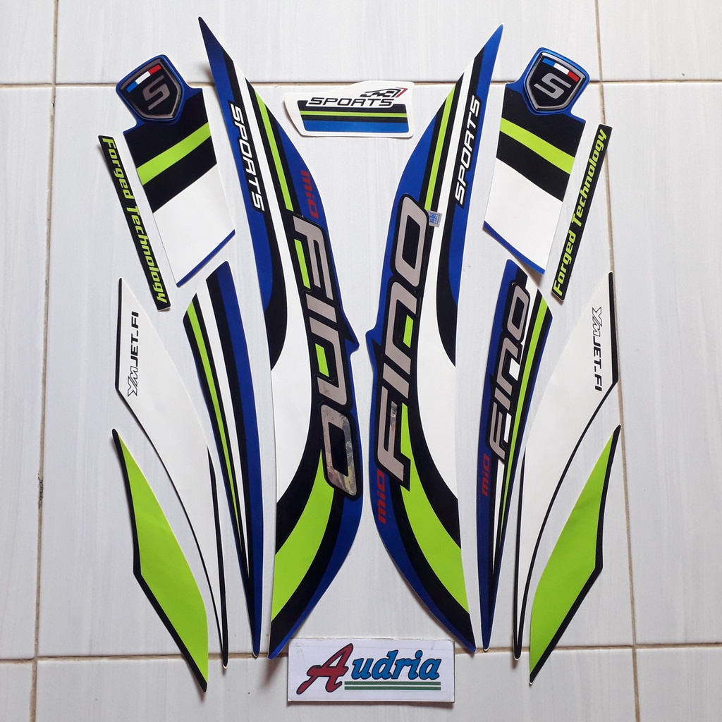 Striping Stiker Motor Yamaha Fino Sporty 125 2015 Biru-Hitam