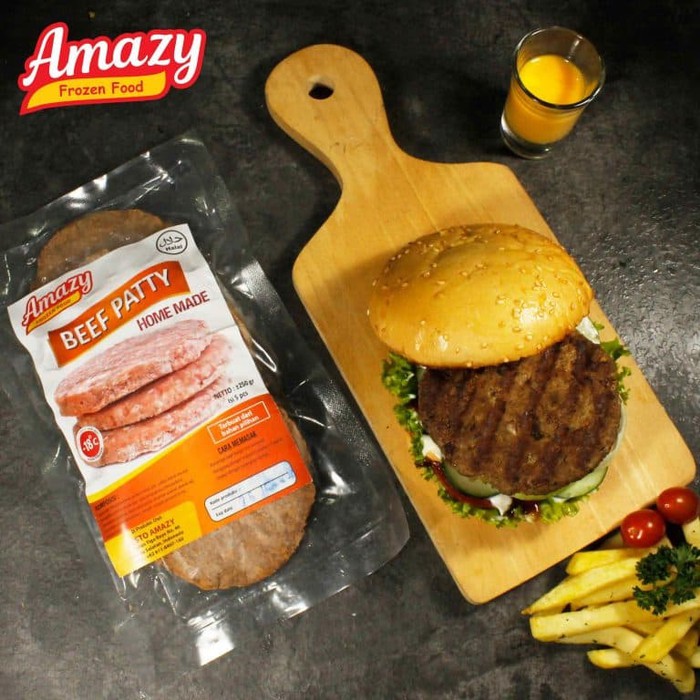 

AMAZY FROZEN FOOD Beef Patty Isian Burger Daging Beef Burger Sapi Home Made Tanpa Pengawet