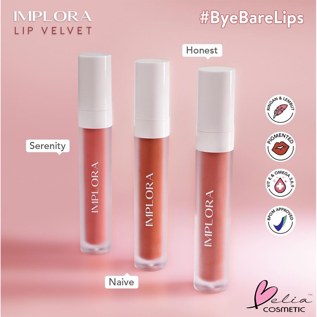 ❤ BELIA ❤ IMPLORA Lip Velvet  4,6 gram | Lip Cream | Lipstik | Lipvelvet | kosmetik bibir