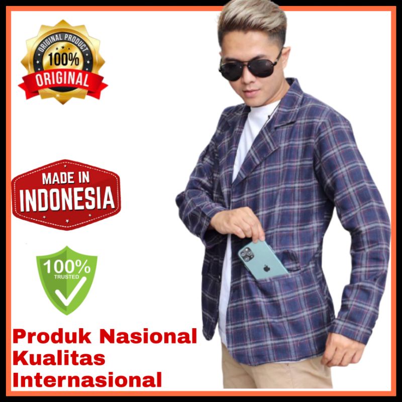 Jual Blazer Pria Jas Kotak Kotak Tartan Gaya Korea Jaz Formal Kantor Terbaru Indonesia Shopee