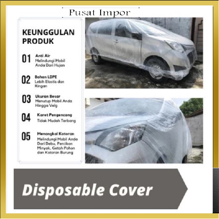 Sarung Body Cover Mobil Plastik Disposable Transparan Auto Cover