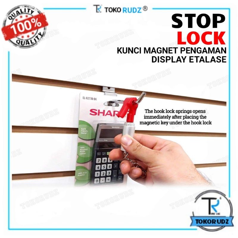 GEMBOK KUNCI STOP LOCK Pembuka Magnet Pengaman Display Etalase Anti Maling