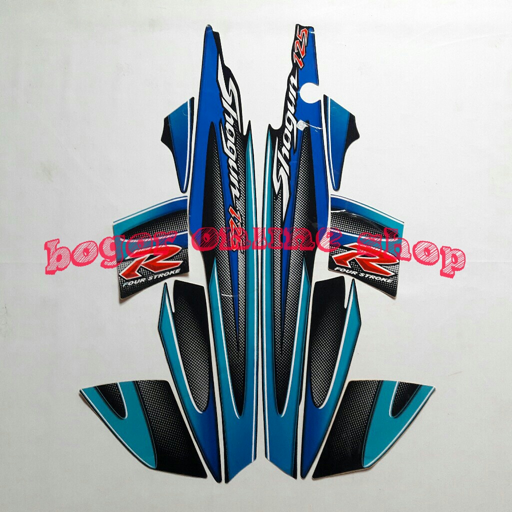 stiker striping bodi lis motor shogun 125r 2006 full hitam-biru