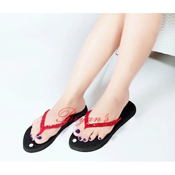 SANDAL SENDAL /SANDAL TEPLEK JEPIT MANIK MURAH WANITA MERAH