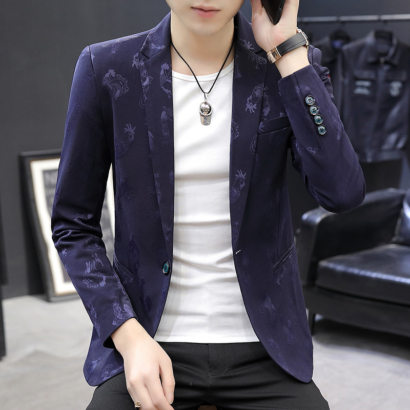 Pakaian laki-laki baru biasa pakaian laki-laki Korea Blazer mantel tunggal Barat Jas Pria Mewah