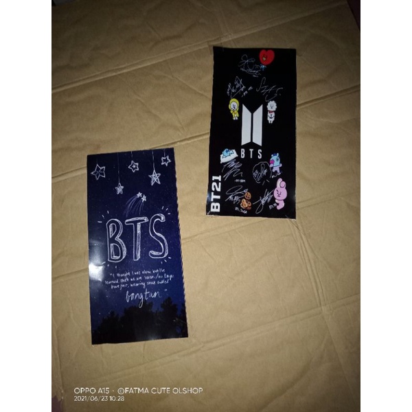

stiker BTS/BT21 tahan air ukuran sedengan