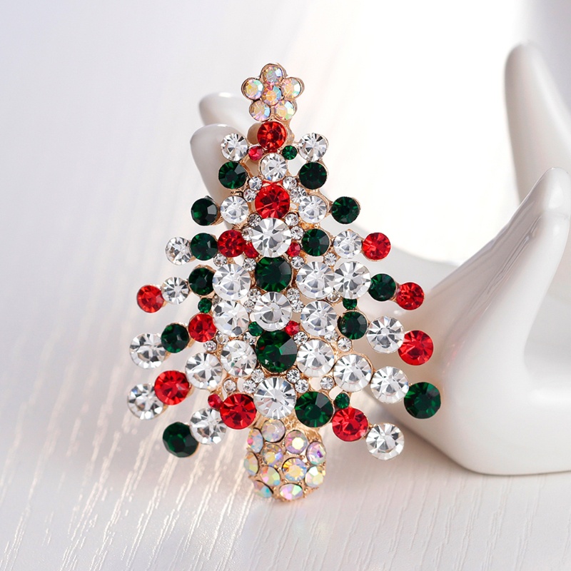 SIY  New Christmas Brooch Pins Tree Rhinestone Jewelry Fashion Women Gifts Decoration