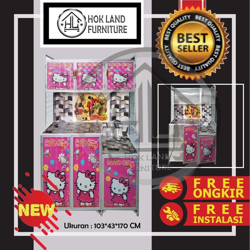 Rak piring KARAKTER / Lemari Piring Rak Piring 3 Pintu Almunium Kaca Full Karakter / RK11