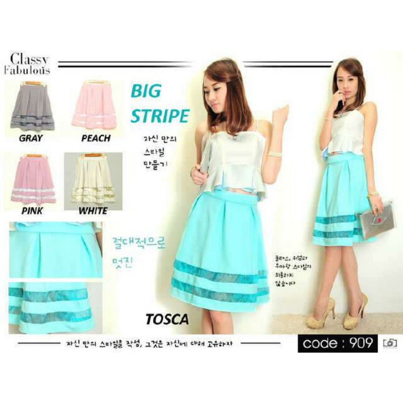 Preloved Rok Organza Tosca Garis Short Skirt Stripe