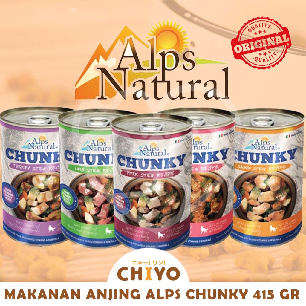 ALPS NATURAL CHUNKY DOG FOOD CAN KALENG 415GR [ MAKANAN ANJING BASAH]