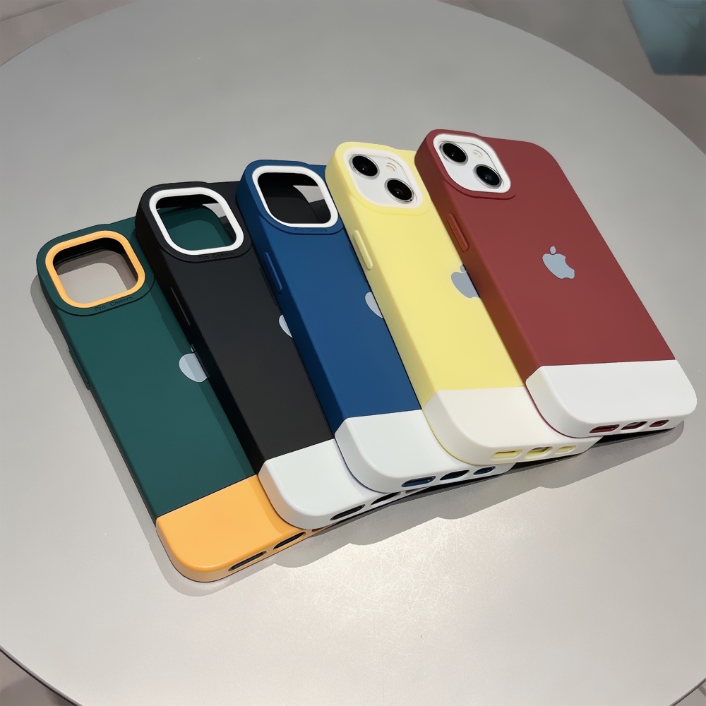 Casing Soft Case Motif Kotak Warna Campur Untuk iPhone 13 12 Pro 11 X Xr Xs Max