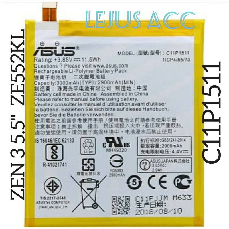 Baterai Batre Battery Asus Zenfone 3 5.5" ZE552KL C11P1511 original