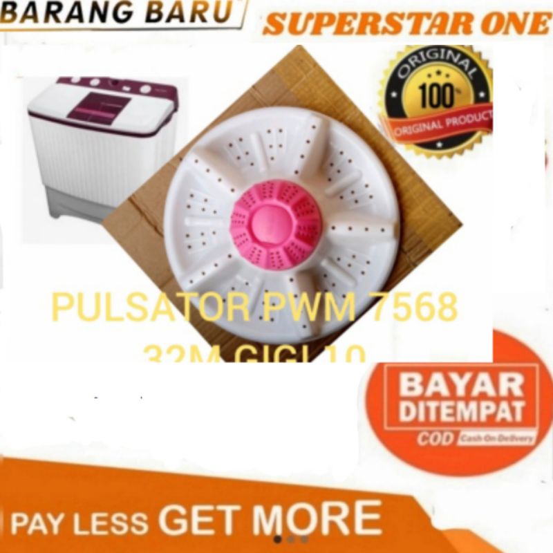 pulsator mesin cuci KAPASITAS 7KG Polytron pwm-7568 32cm 10gigi
