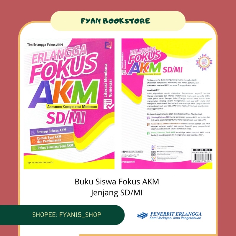 Fyan Book Store: Buku Soal Siswa Erlangga Fokus AKM untuk SD/MI, Buku Erlangga Fokus AKM (Asesmen Ko
