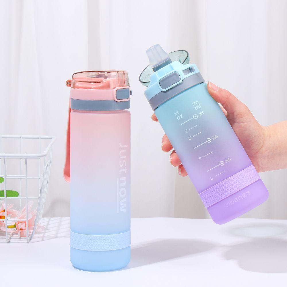 Solighter Botol Air Minum 400/600ml Dengan Sedotan Portable Plastik Olahraga Drink Jugs