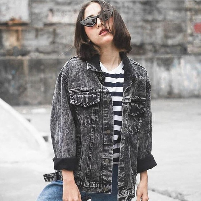 Grosir Jaket Jeans Wanita Oversize Snowblack Premium Quality