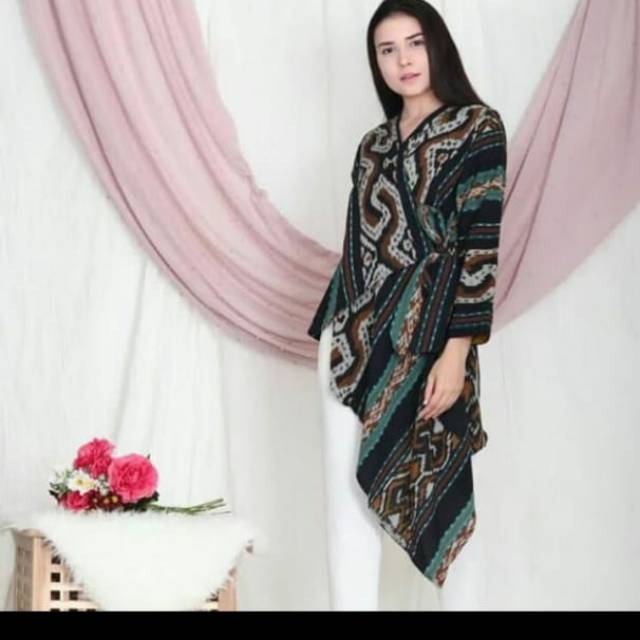 Blazer tenun motif toraja longkek + free masker tenun