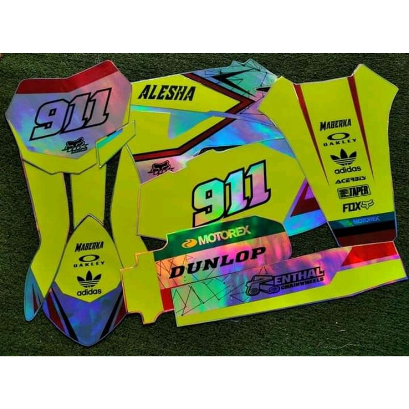 

DECAL ORACAL STABILO STIKER KLX GORDON STIKER GORDON HOLOGRAM + STABILO KUNING FULLBODY CUSTOM