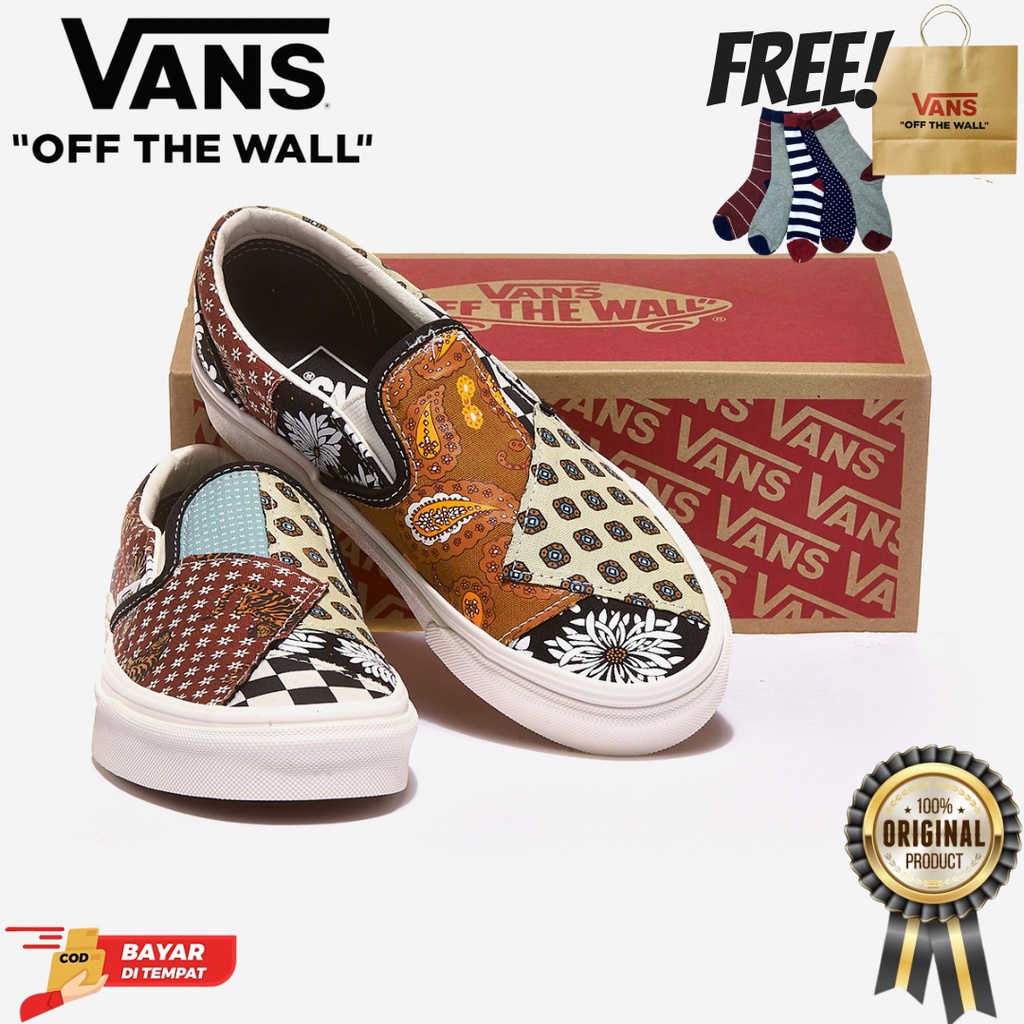 SALE DISKON! V4NS SLIP ON TIGER PATCHWORK CLASSIC 100% ORIGINAL BNIB