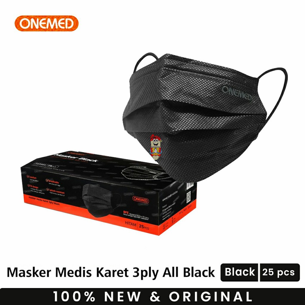 Masker Medis Onemed 3ply All Black 1 Box Isi 25 pcs Shopee Indonesia