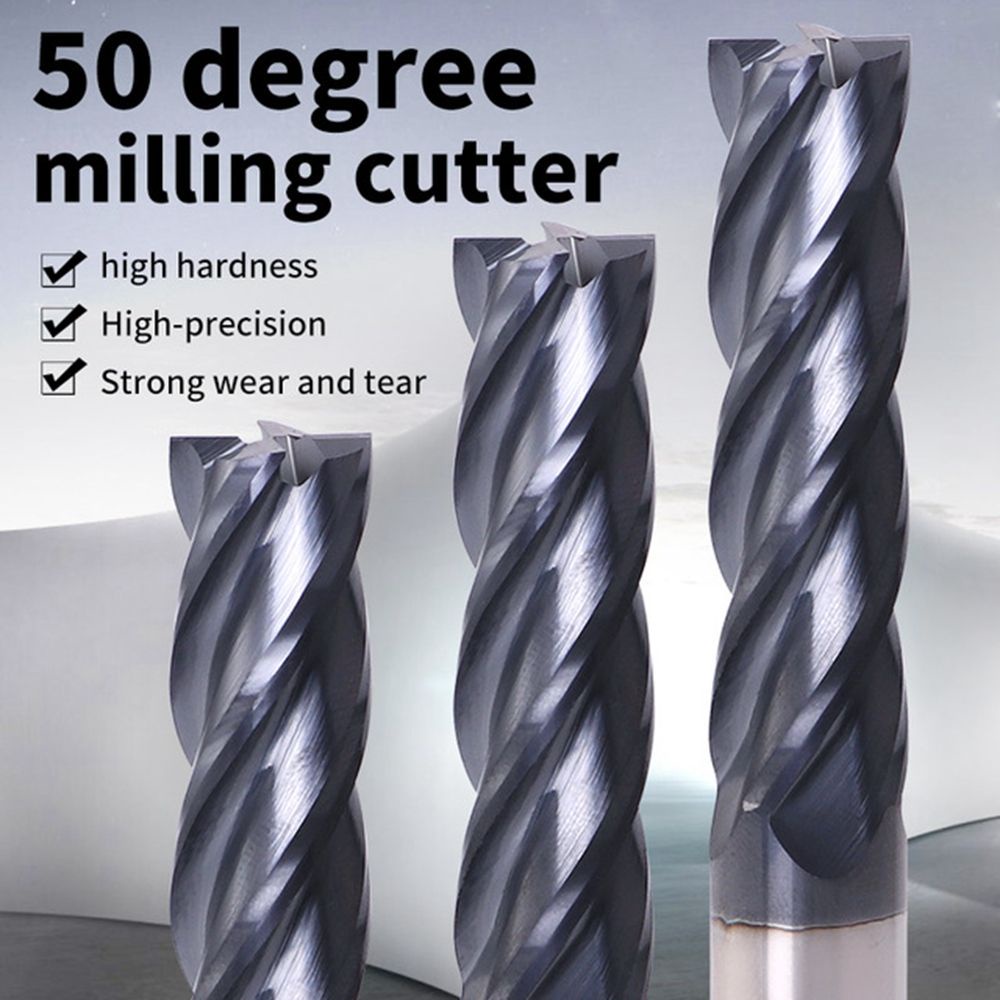 Alat Pemotong Penggilingan 4 Flute Mill Endmill Bahan Tungsten Steel Ukuran 50mm Panjang 1 / 1.5 / 2 / 2.5 / 3 / 4 / 5 / 6mm