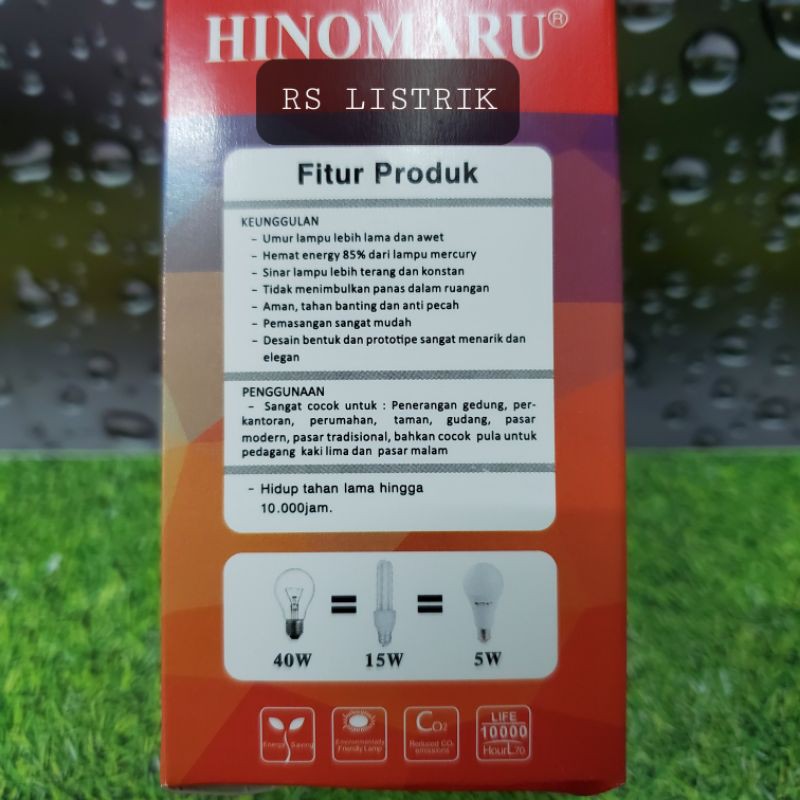 Lampu LED Hinomaru Bulb 5 Watt CAHAYA PUTIH COOL DAYLIGHT 6500K