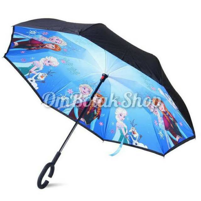 PAYUNG TERBALIK KARAKTER HELLO KITTY KUALITAS PREMIUM BAHAN 2 LAPIS TEBAL