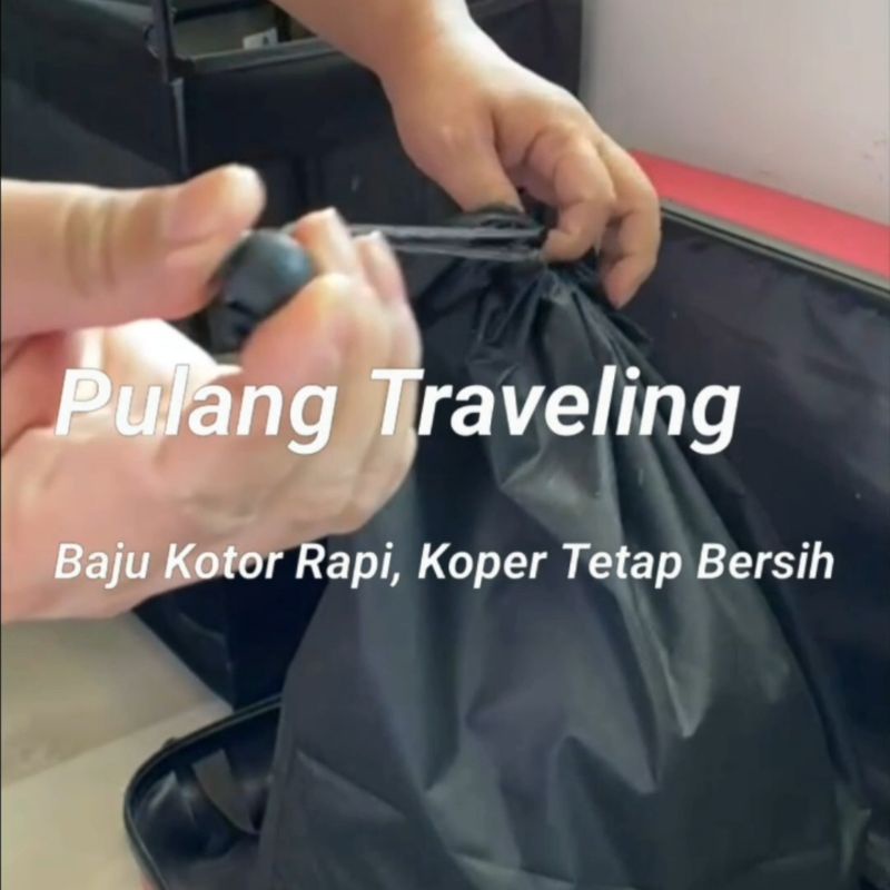 Tas Kantong Laundry Serut Besar Muat 8 Kg Lebih Tebal Ada Stopper Tali Steril Pouch Dustbag Polos