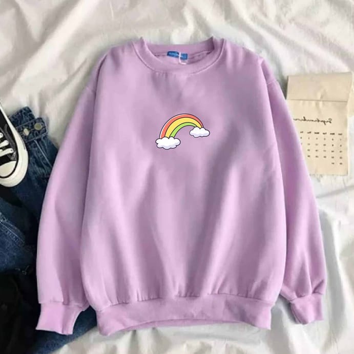 SWEATER WANITA RAINBOWS /// ATASAN WANITA LUCU FLEECE TEBAL HALUS PREMIUM KEKINIAN TERBARU''